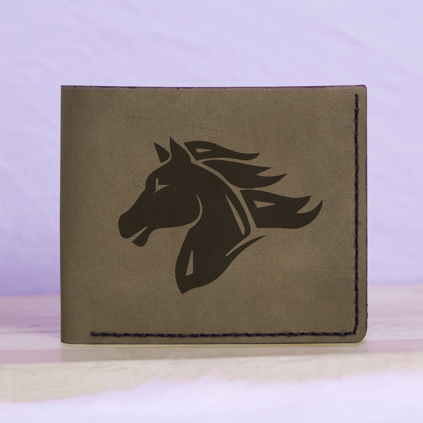 Men's Tribal Horse 1 Handmade Genuine Leather Blocking Bifold Wallet MHLT_01_GRN