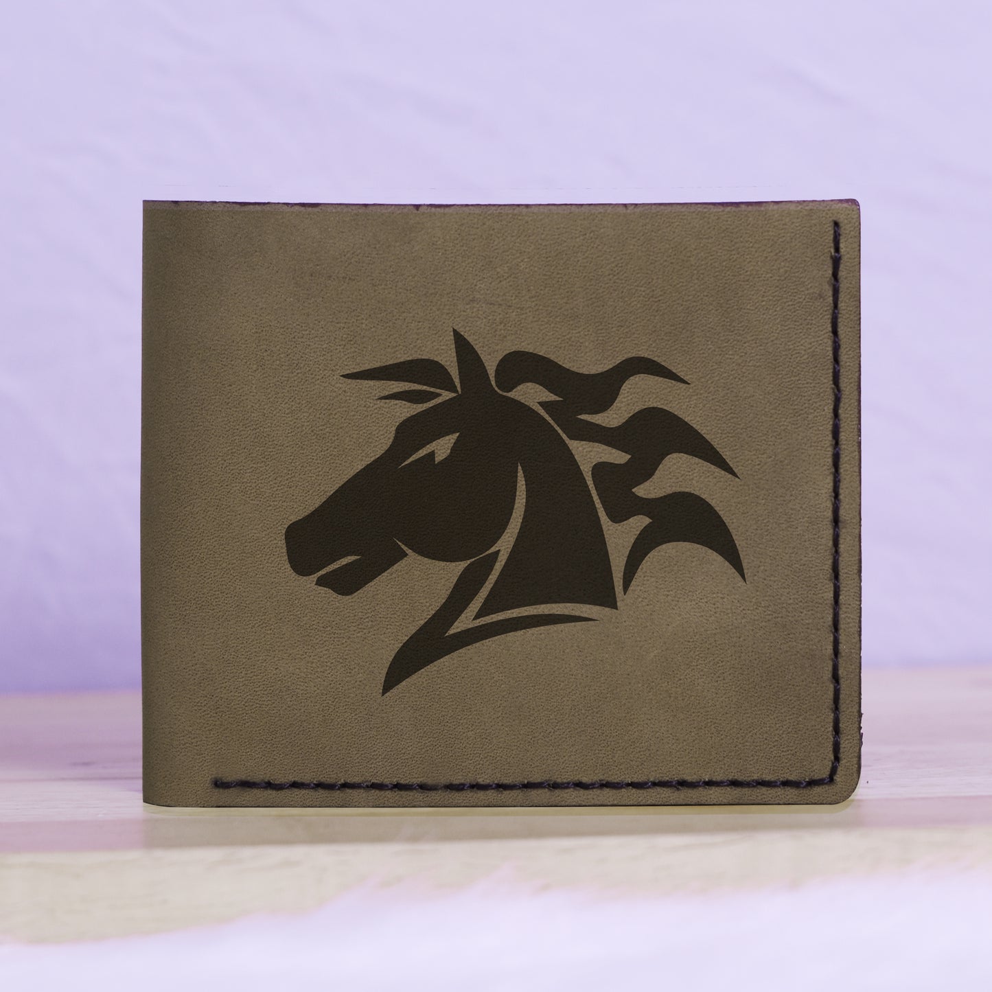 Men's Tribal Horse 1 Handmade Genuine Leather Blocking Bifold Wallet MHLT_01_GRN