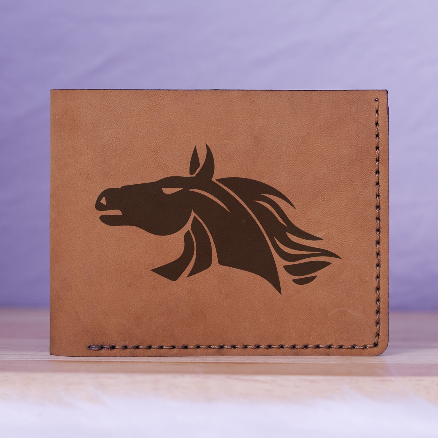 Men's Tribal Horse 1 Handmade Genuine Leather Blocking Bifold Wallet MHLT_01_BRN