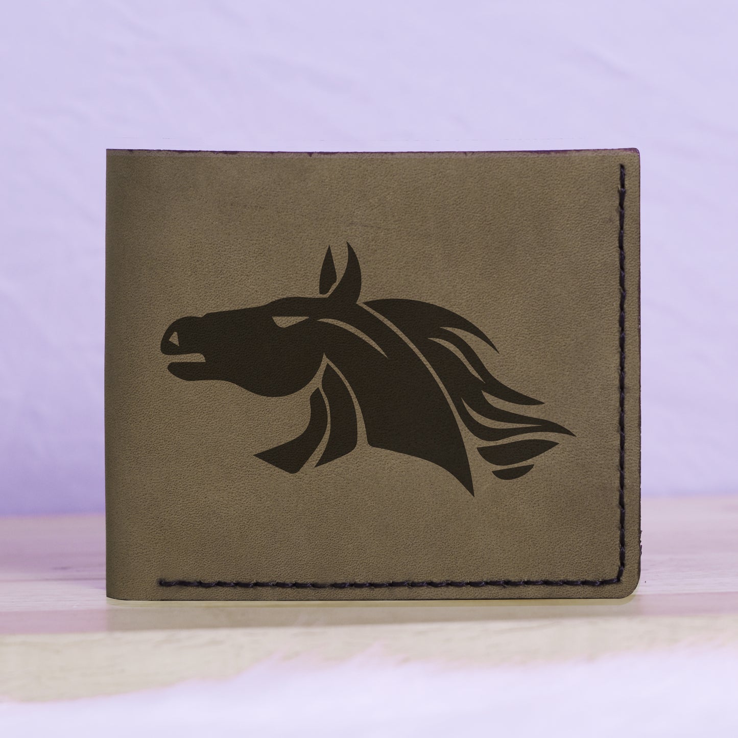 Men's Tribal Horse 1 Handmade Genuine Leather Blocking Bifold Wallet MHLT_01_GRN