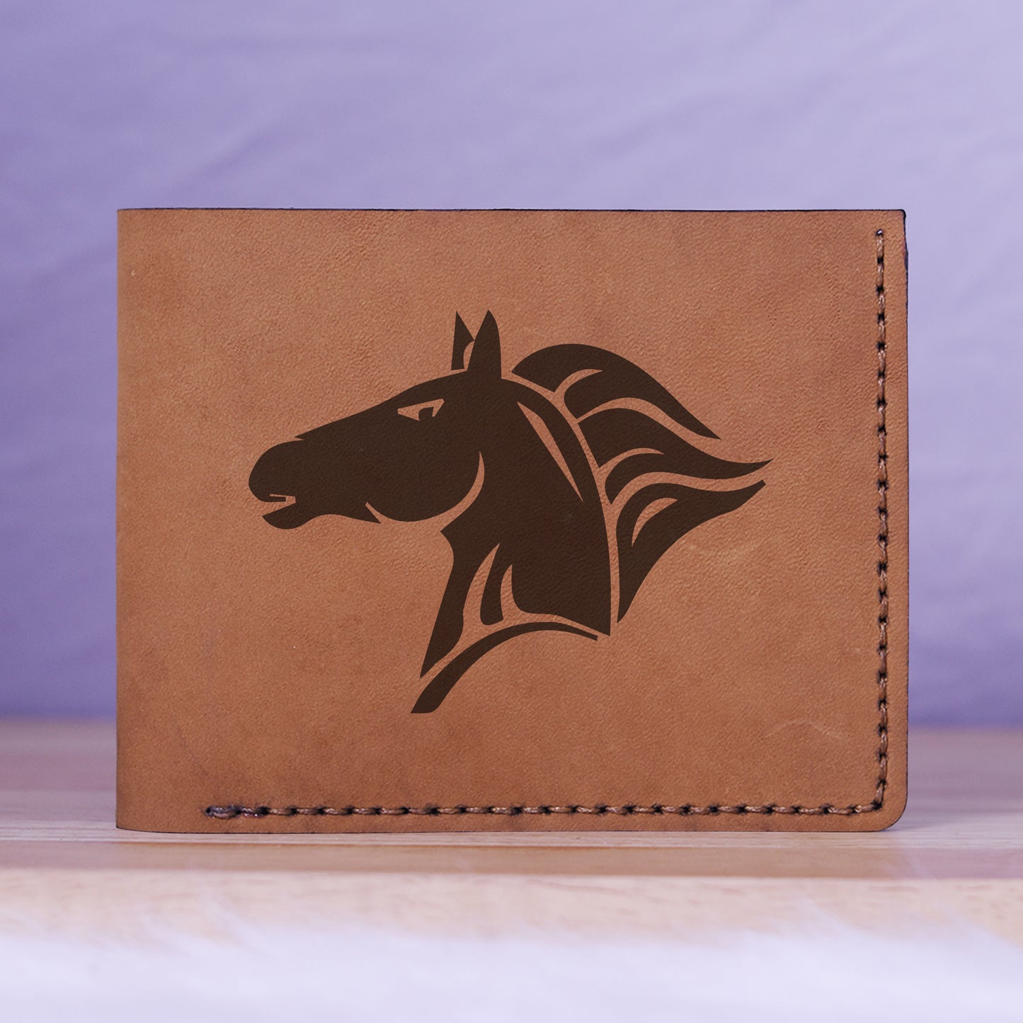 Men's Tribal Horse 1 Handmade Genuine Leather Blocking Bifold Wallet MHLT_01_BRN