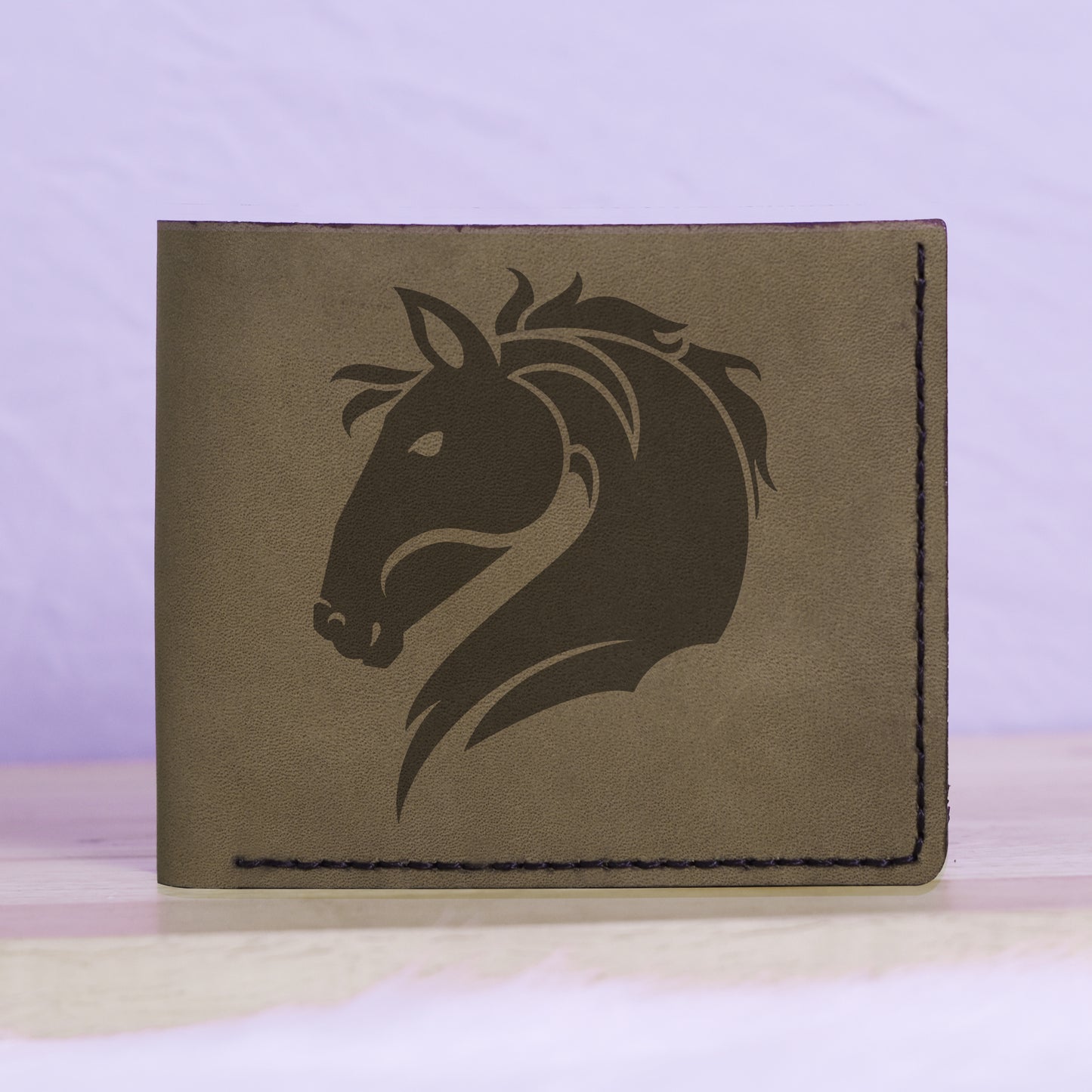 Men's Tribal Horse 1 Handmade Genuine Leather Blocking Bifold Wallet MHLT_01_GRN
