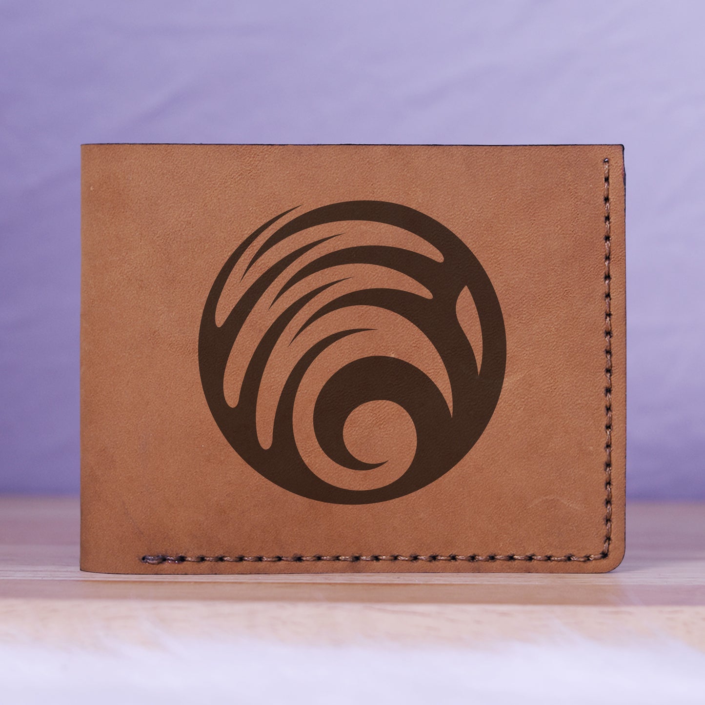 Men's Yin Yang Handmade Genuine Leather Blocking Bifold Wallet MHLT_01_BRN