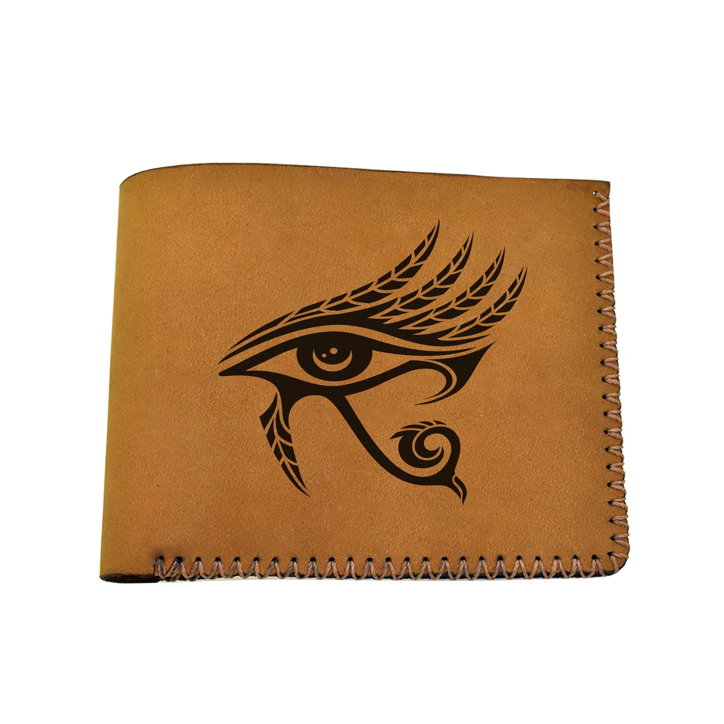 Men's The Eye Of Ra & Horus Genuine Leather Blocking Bifold Wallet MHLT_02_BRN