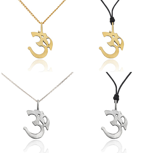 New Ohm Word Hindu Symbol Silver Pewter Gold Brass Necklace Pendant Jewelry