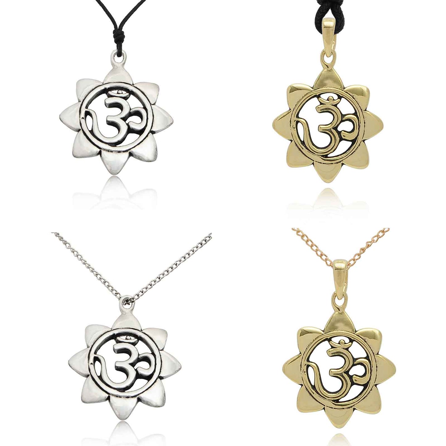 Sunflower Hindu Ohm 92.5 Sterling Silver Pewter Necklace Pendant Jewelry