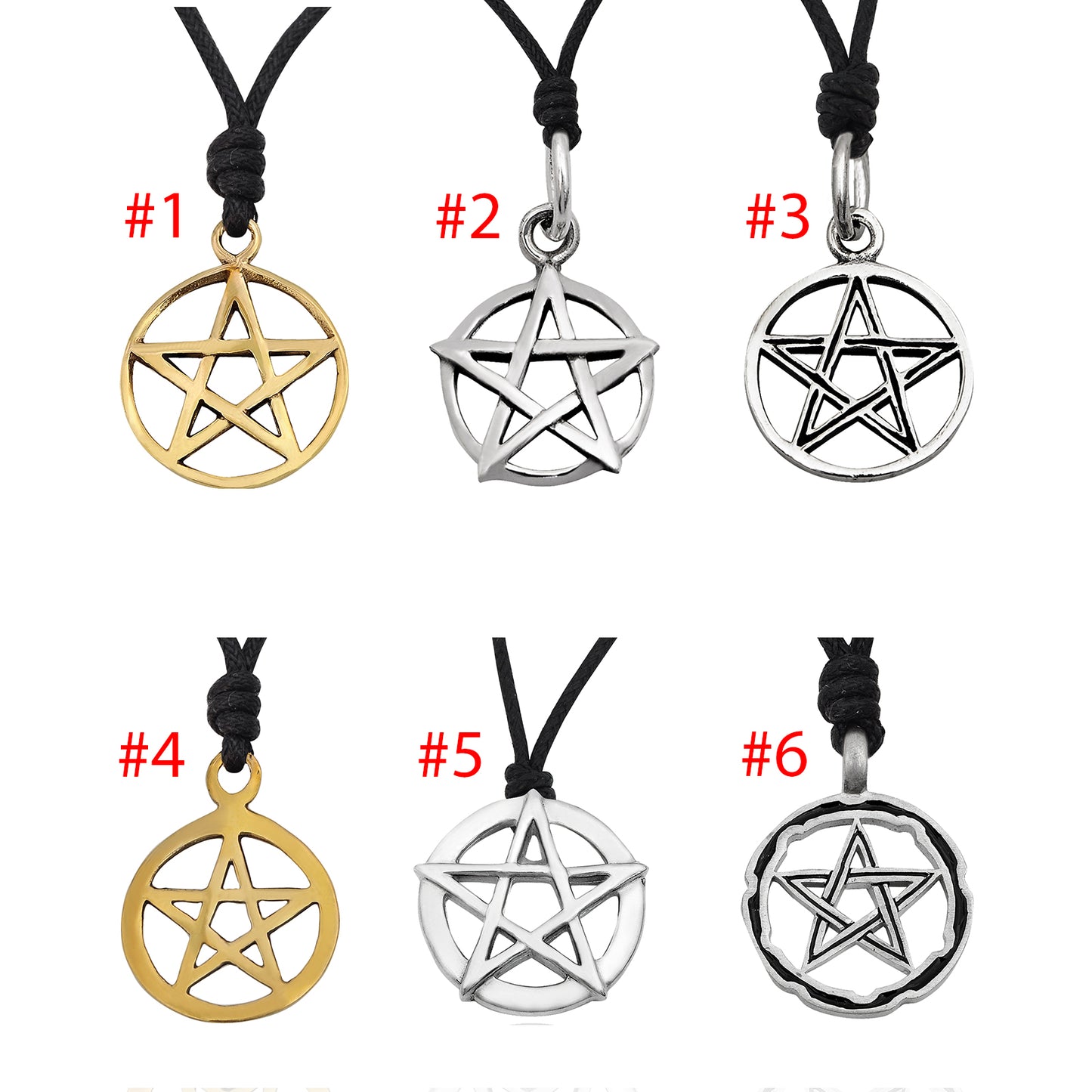 Durable Pentagram 92.5 Sterling Silver Pewter Brass Necklace Pendant Jewelry