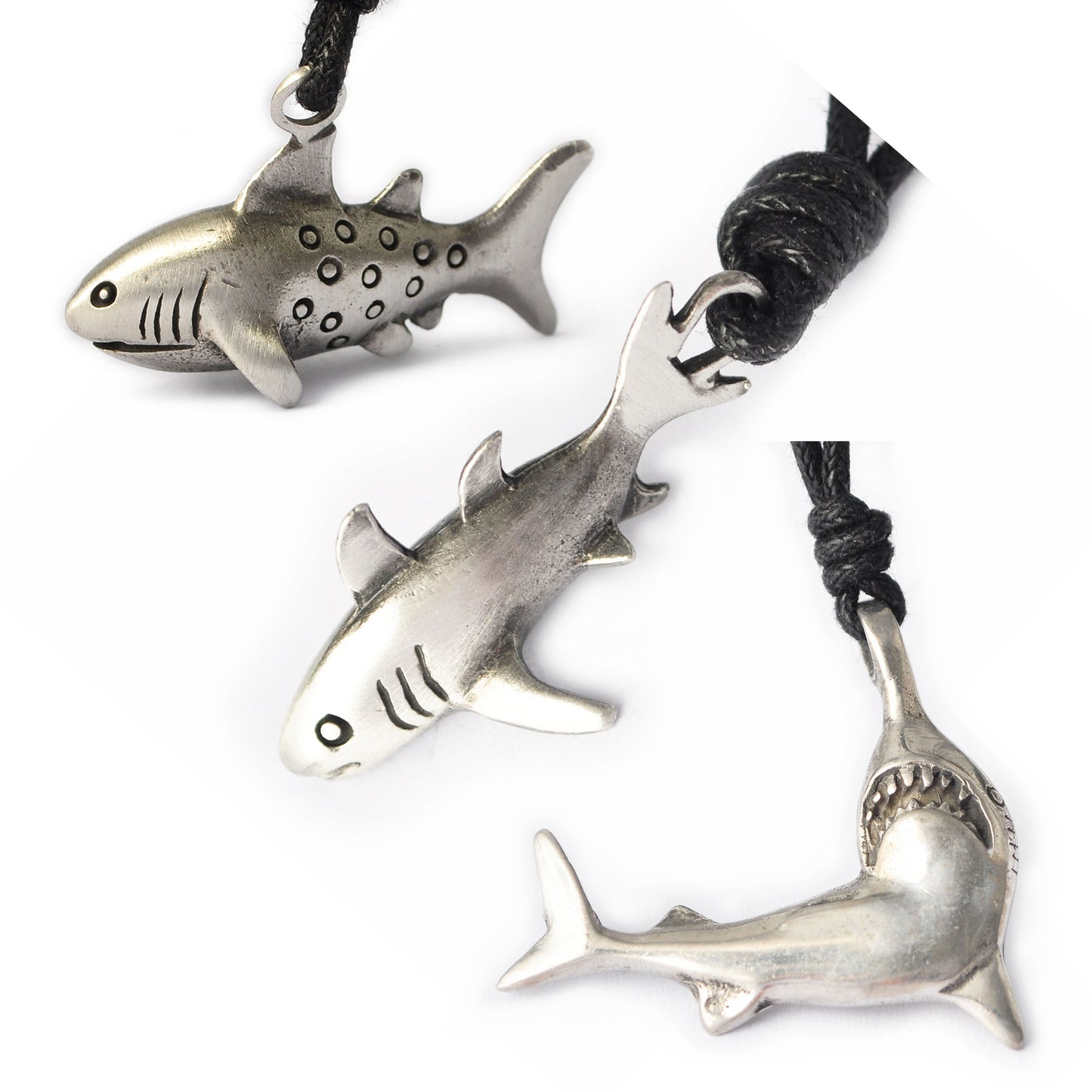 New Shark Silver Pewter Charm Necklace Pendant Jewelry