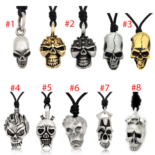 Gothic Skull Handmade Silver Pewter Gold Brass Necklace Pendant Jewelry