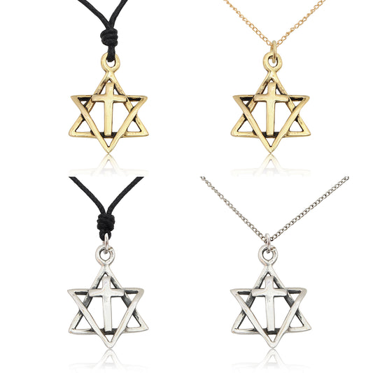 Jewish Jesus Star of David 92.5 Sterling Silver Gold Brass Necklace Pendant Jewelry