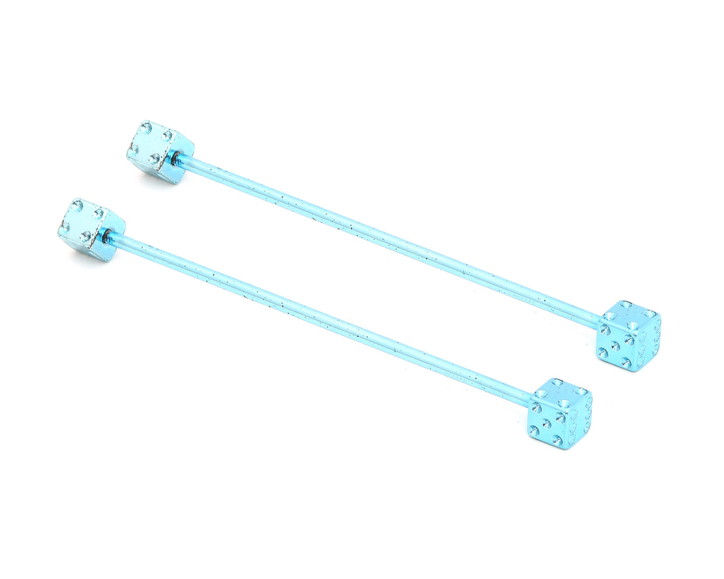 1 Light Blue Stainless Steel Dice Studs Internally Threaded Industrial Barbell Ear Piercing