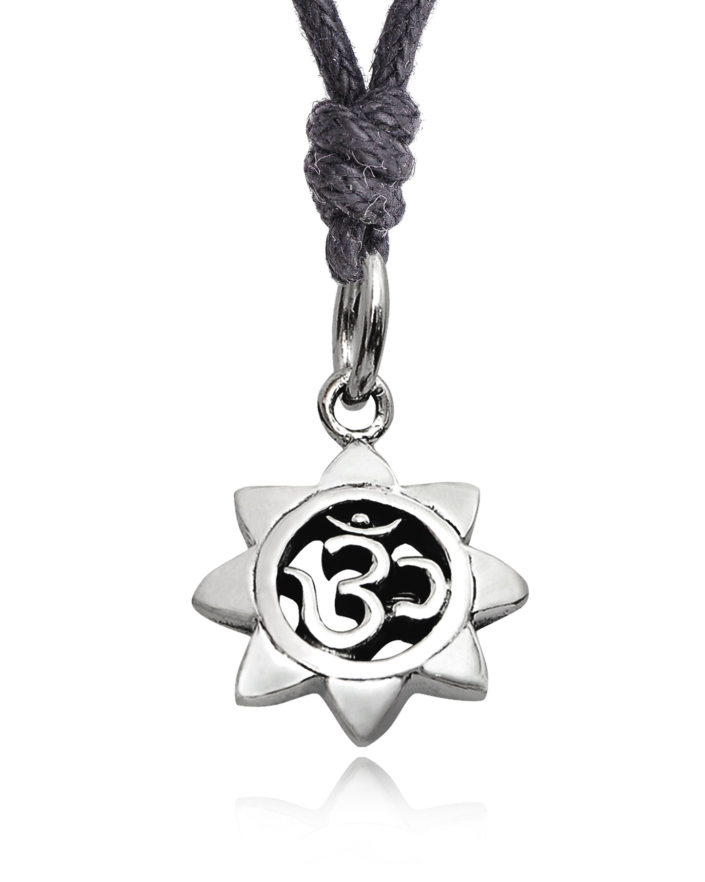 Sunflower Hindu Ohm 92.5 Sterling Silver Pewter Necklace Pendant Jewelry