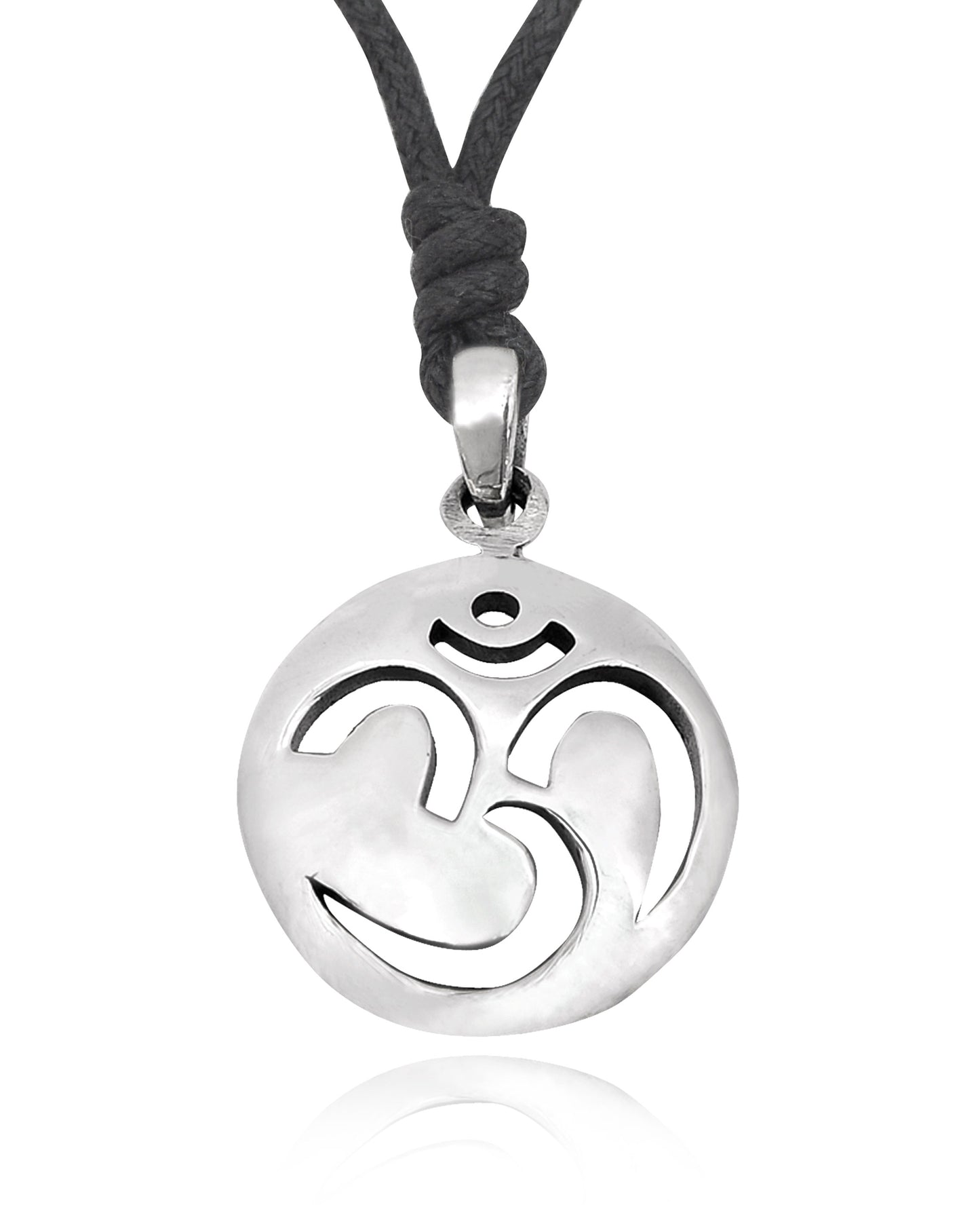 Large & Small Hindu Om Ohm 92.5 Sterling Silver Pewter Necklace Pendant Jewelry