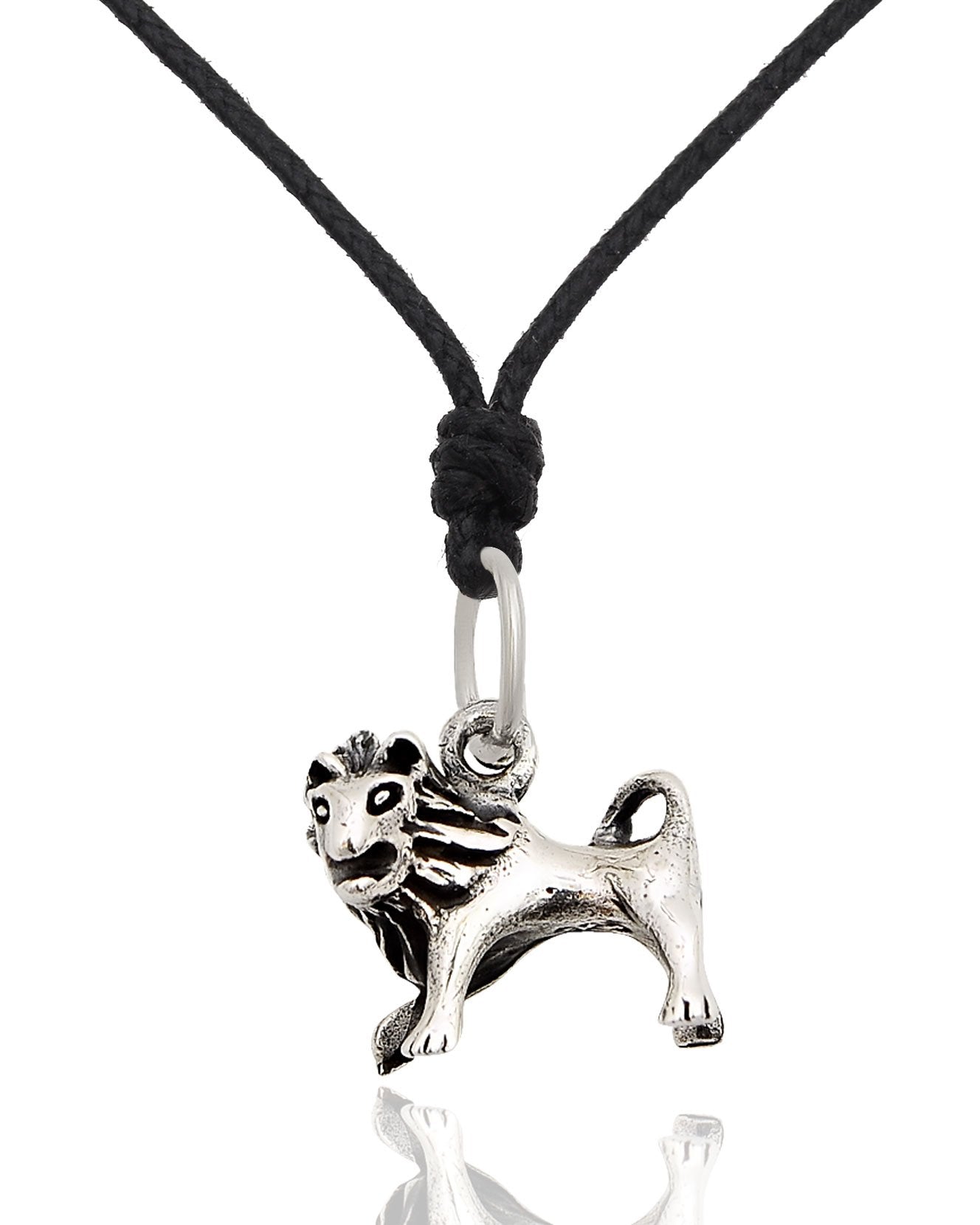 Lion Big Cat 92.5 Sterling Silver Gold Brass Charm Necklace Pendant Jewelry