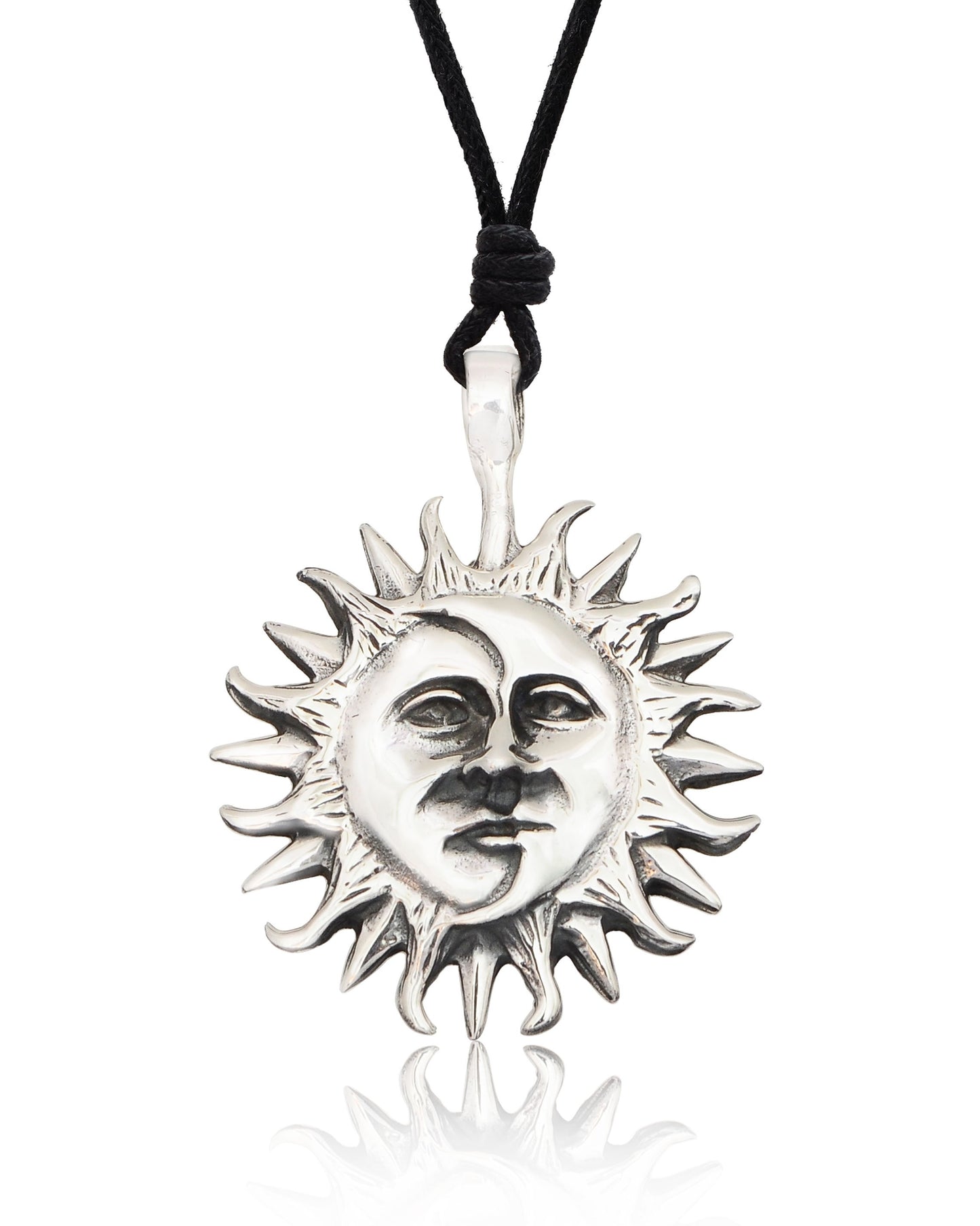 Ying Yang Sun & Moon 92.5 Sterling Silver Brass Charm Necklace Pendant Jewelry