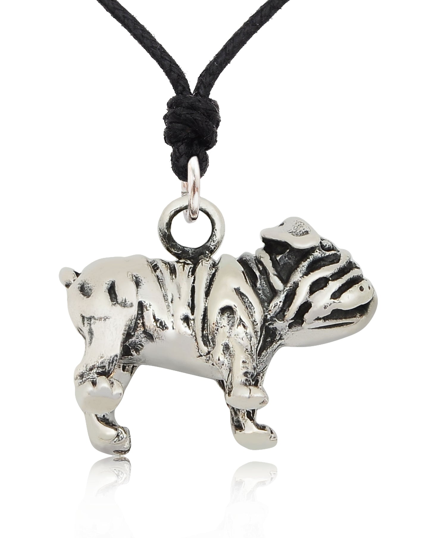 Mini Cute Pug 92.5 Sterling Silver Charm Necklace Pendant Jewelry