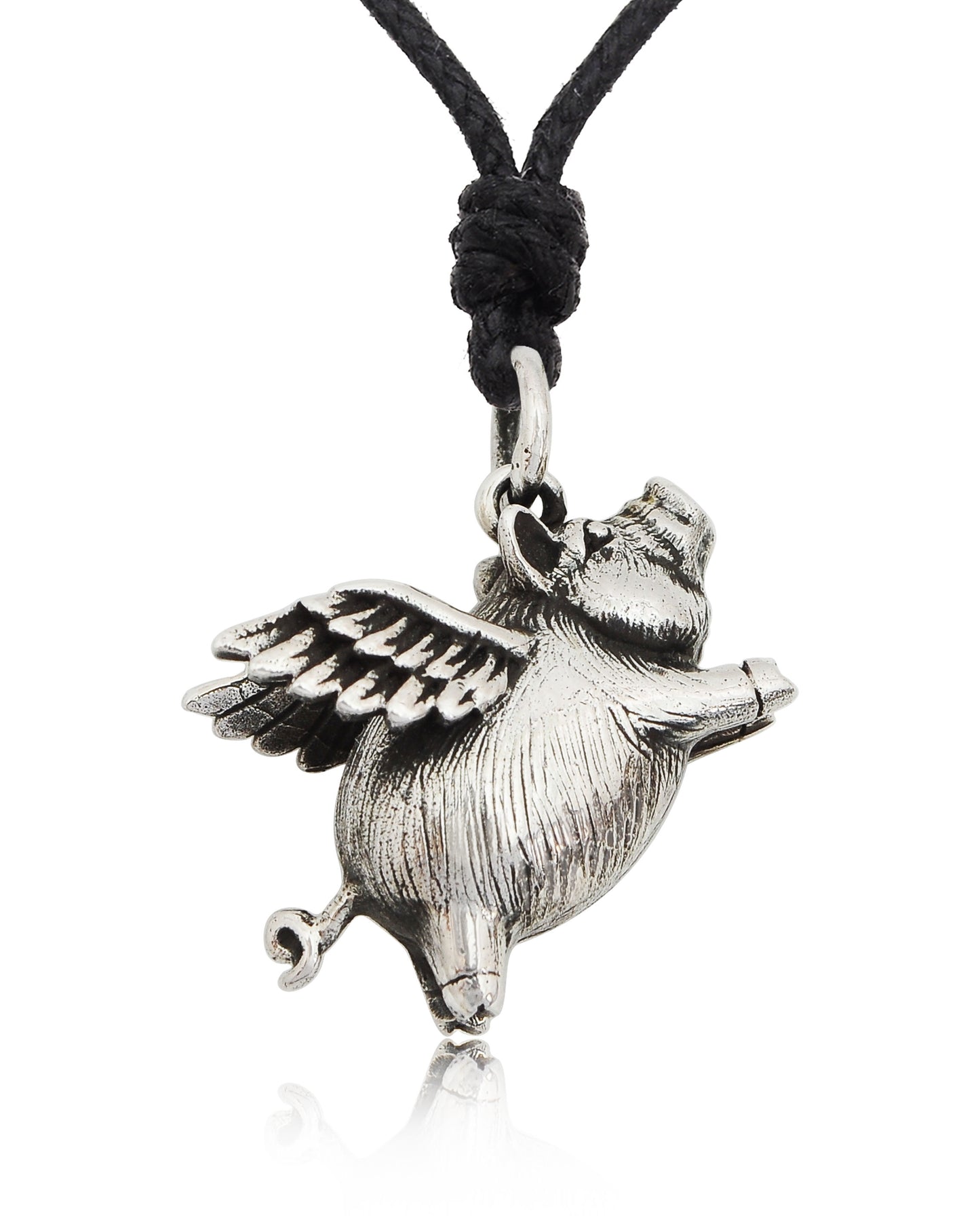 Flying Pig With Hog Wings 92.5 Sterling Silver Gold Brass Charm Necklace Pendant Jewelry