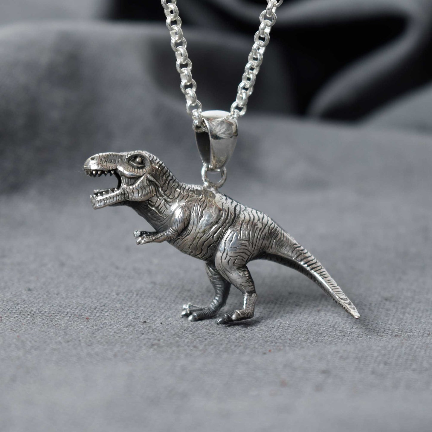 Tyrannosaurus Rex T-Rex 925 Sterling Silver Gold Brass Charm Necklace Pendant Jewelry