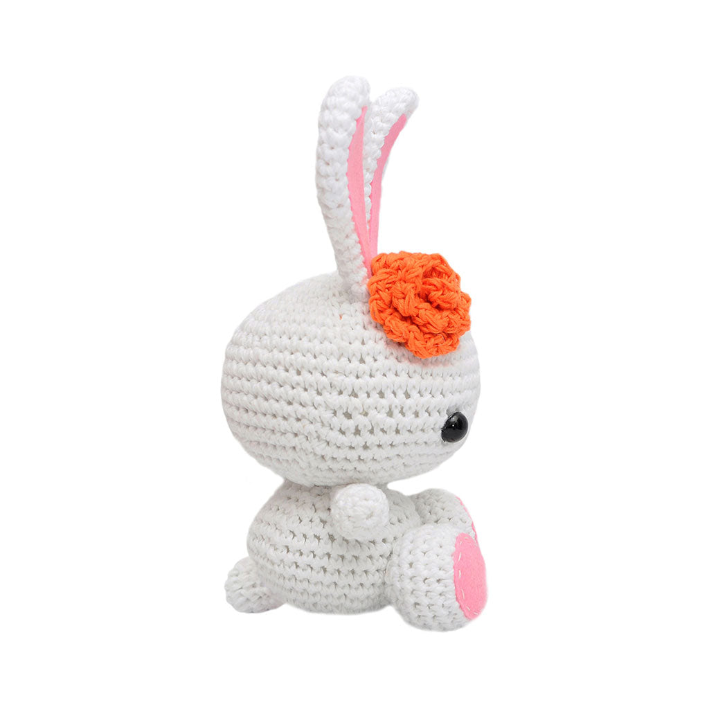 White , Pink Bunnies Handmade Amigurumi Stuffed Toy Knit Crochet Doll VAC