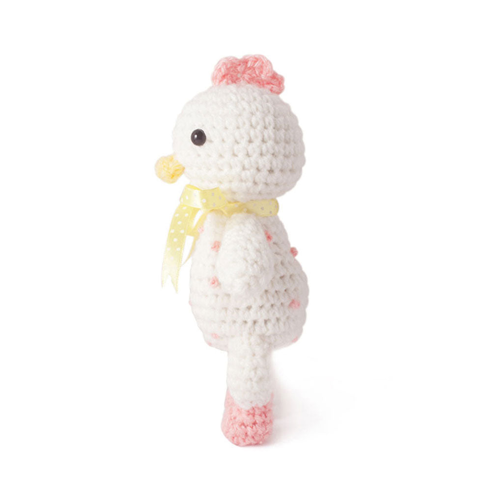 Pink-White Chicken Handmade Amigurumi Stuffed Toy Knit Crochet Doll VAC