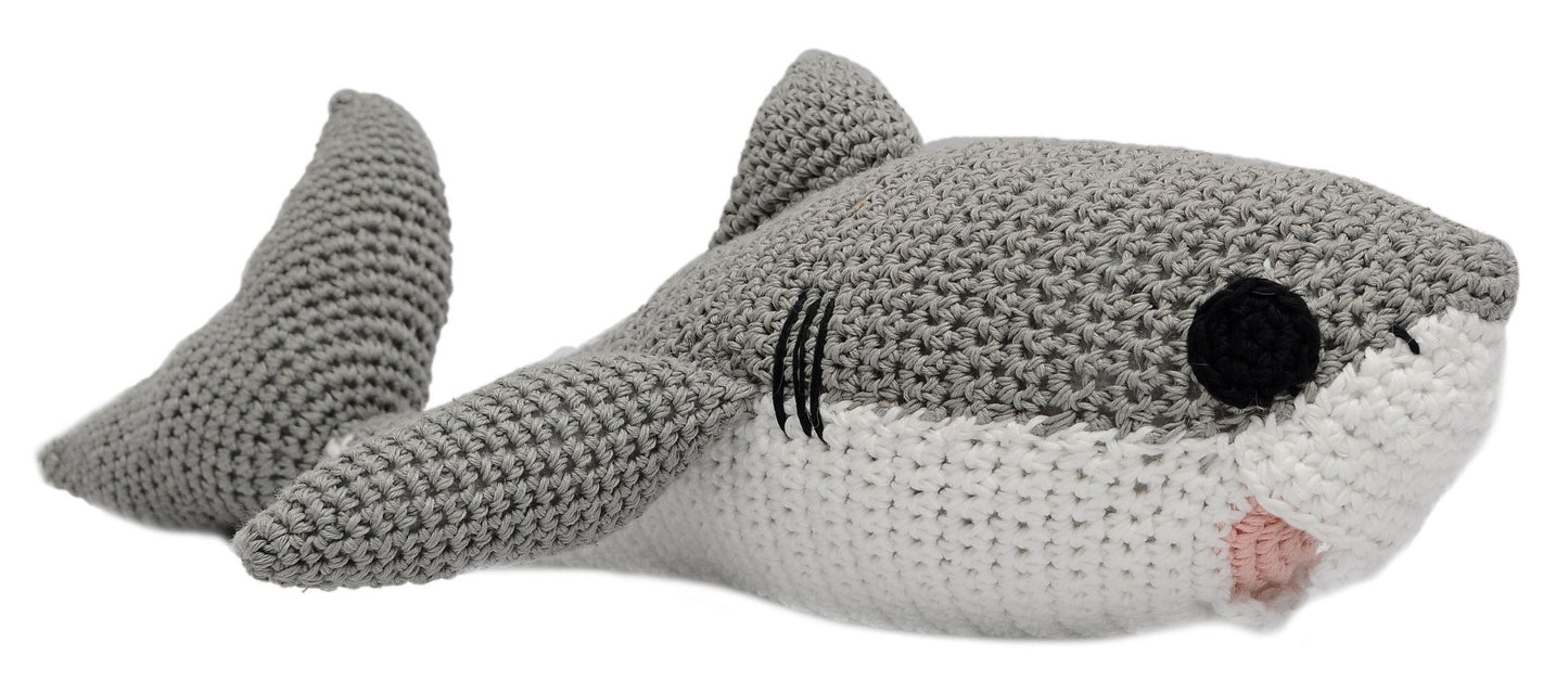 White-Gray Shark Handmade Amigurumi Stuffed Toy Knit Crochet Doll VAC