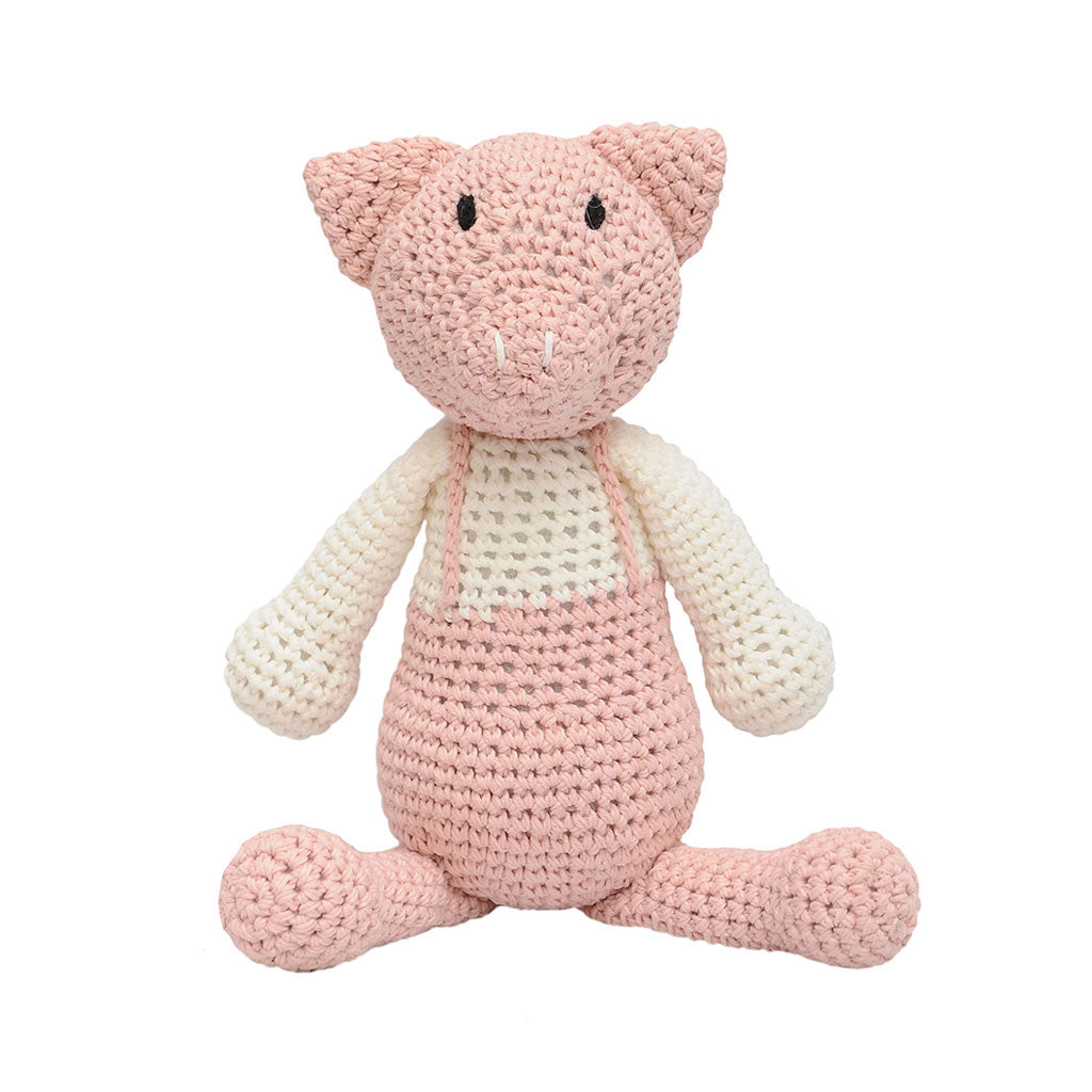 Pink-Cream Piggy Handmade Amigurumi Stuffed Toy Knit Crochet Doll VAC