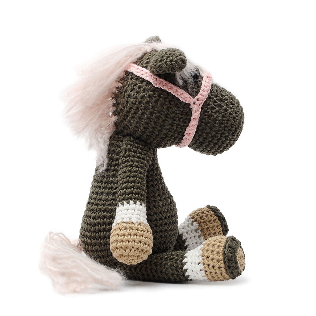 Brown-Grey Wild Horse Handmade Amigurumi Stuffed Toy Knit Crochet Doll VAC