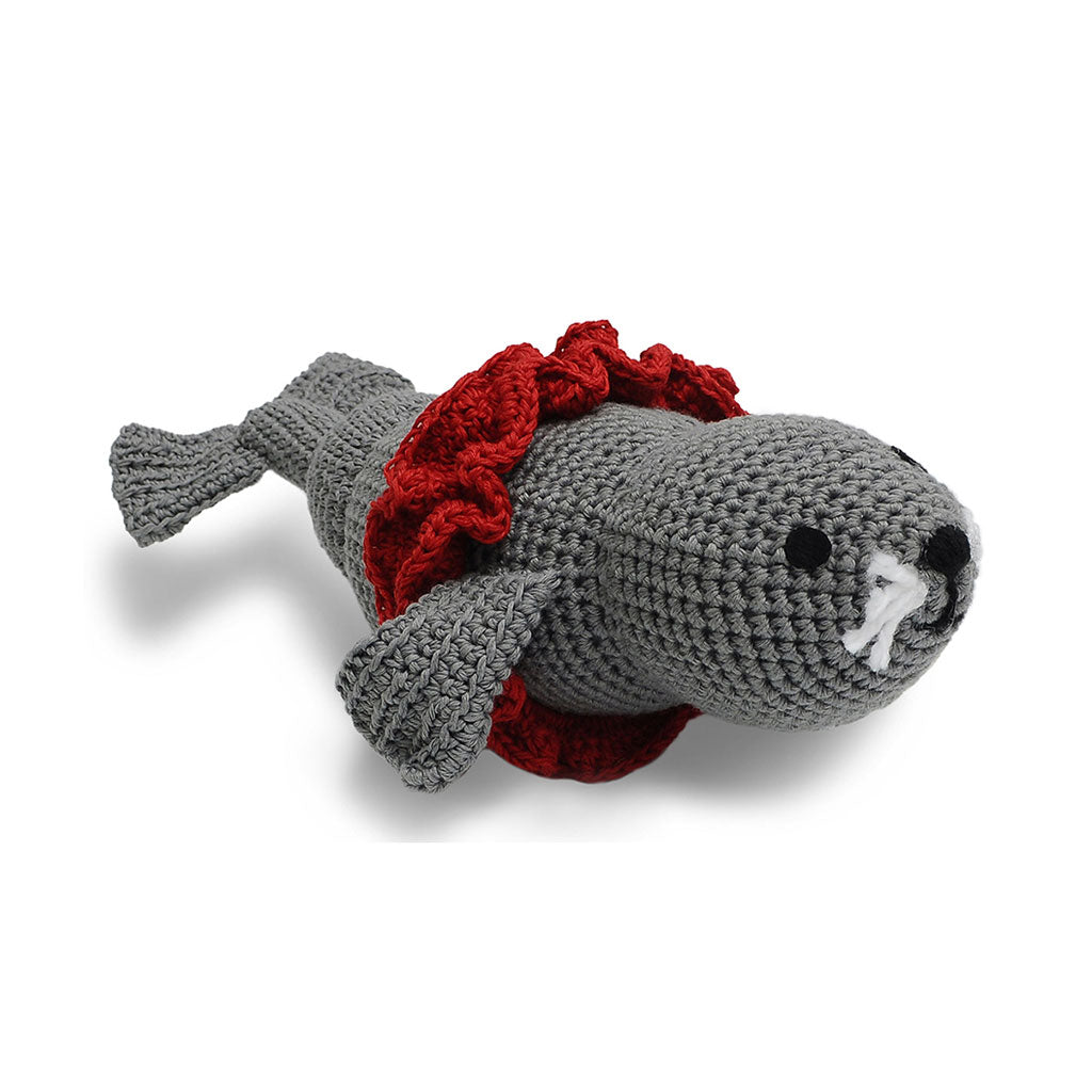 Grey-Red Seal Toy Handmade Amigurumi Stuffed Toy Knit Crochet Doll VAC