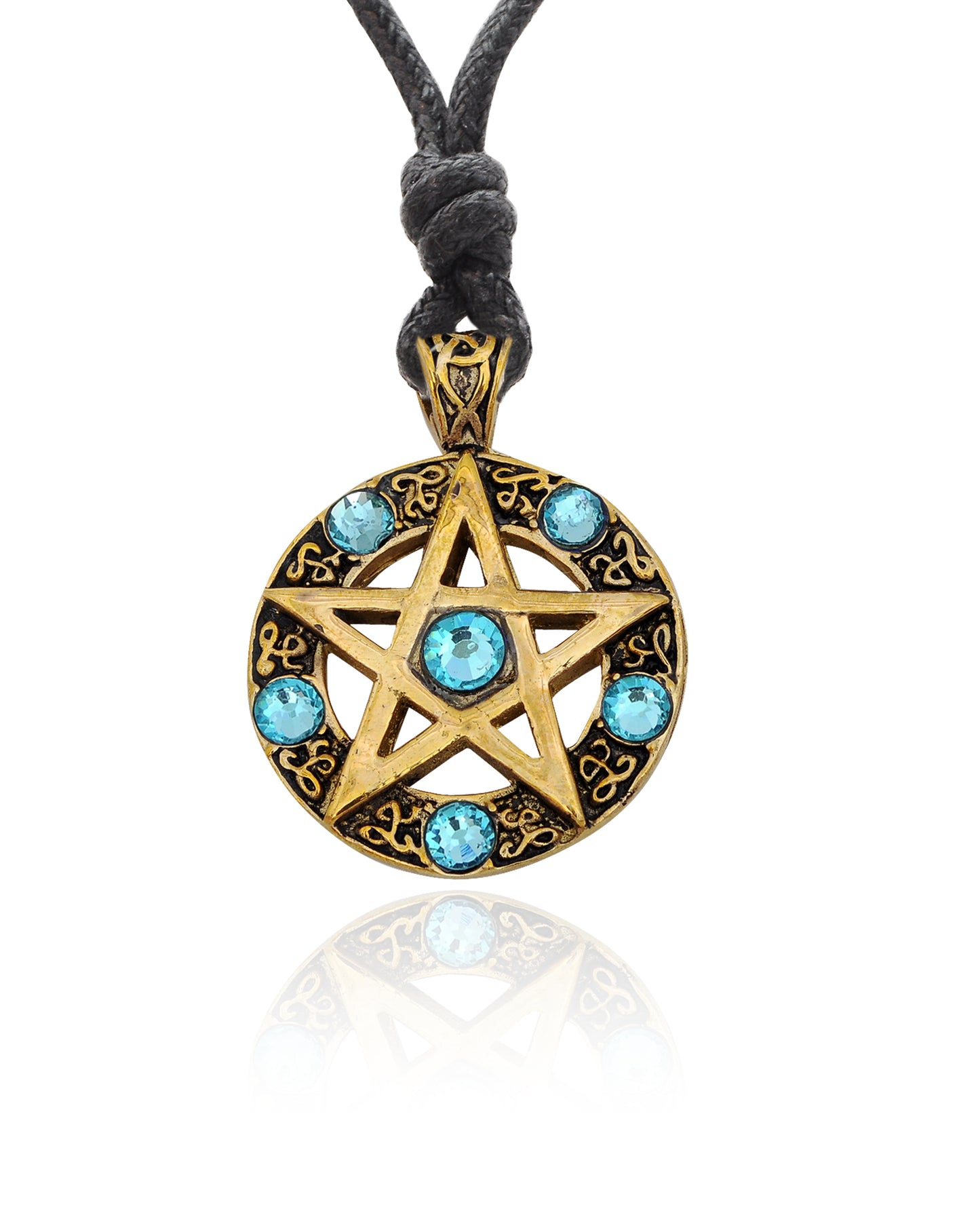 Color Pentagram Silver Pewter Gold Brass Charm Necklace Pendant Jewelry