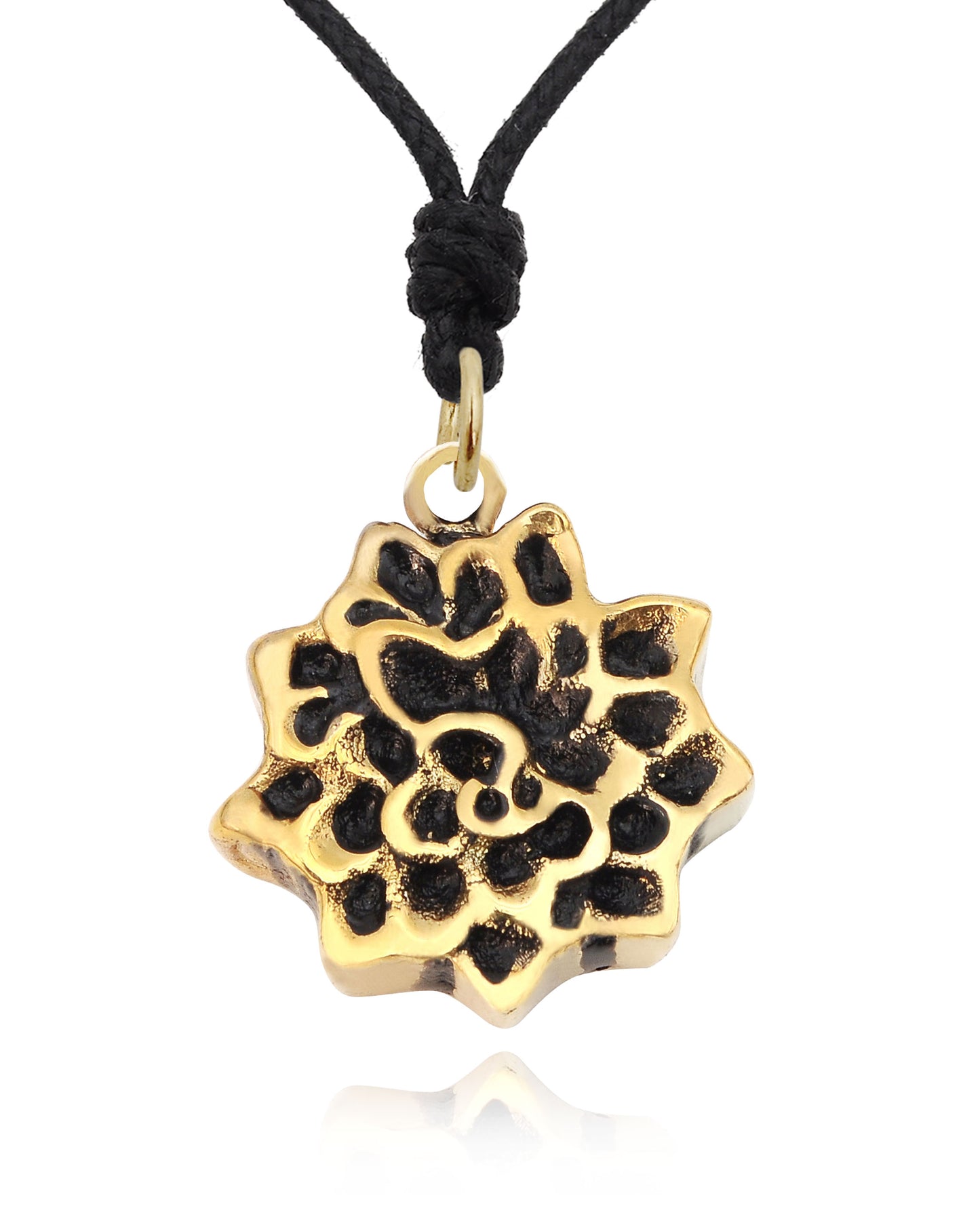 Beautiful Flower Handmade Gold Brass Charm Necklace Pendant Jewelry