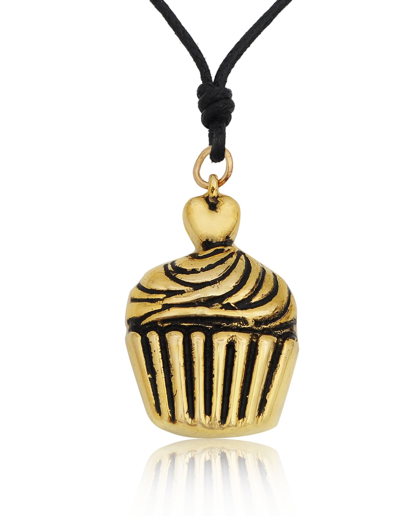 Cupcake Dessert Handmade Gold Brass Necklace Pendant Jewelry