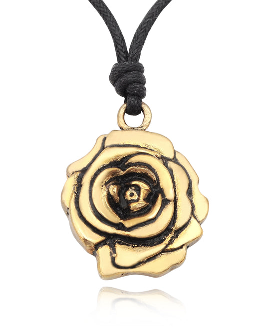 Natural & White Crytal Flower Rose Handmade Brass Necklace Pendant Jewelry