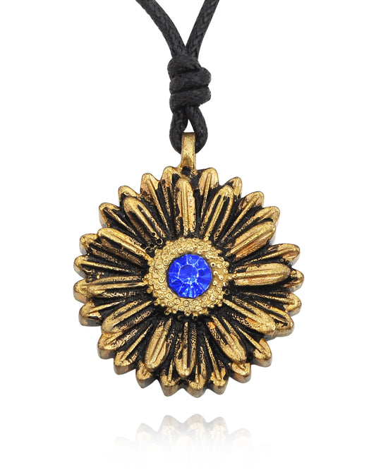 Daisy Flower Gold Brass Charm Necklace Pendant Jewelry