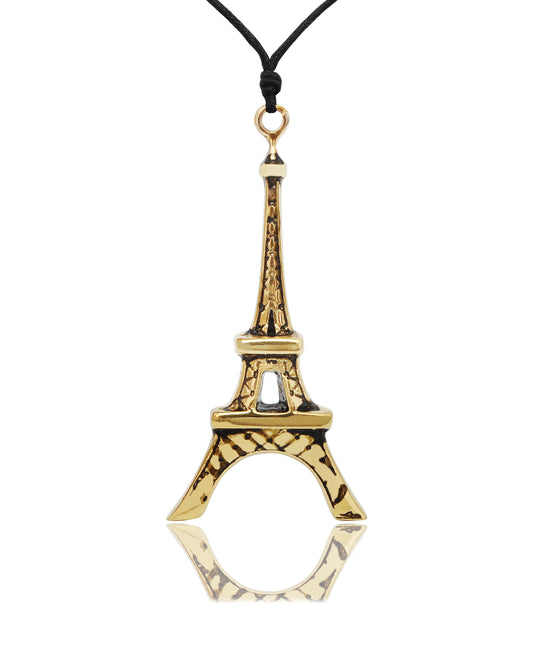 Eiffel Tower Paris Gold Brass Necklace Pendant Jewelry