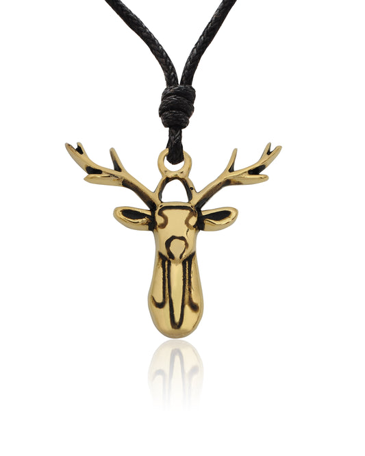 Deer Antler Gold Brass Charm Necklace Pendant Jewelry