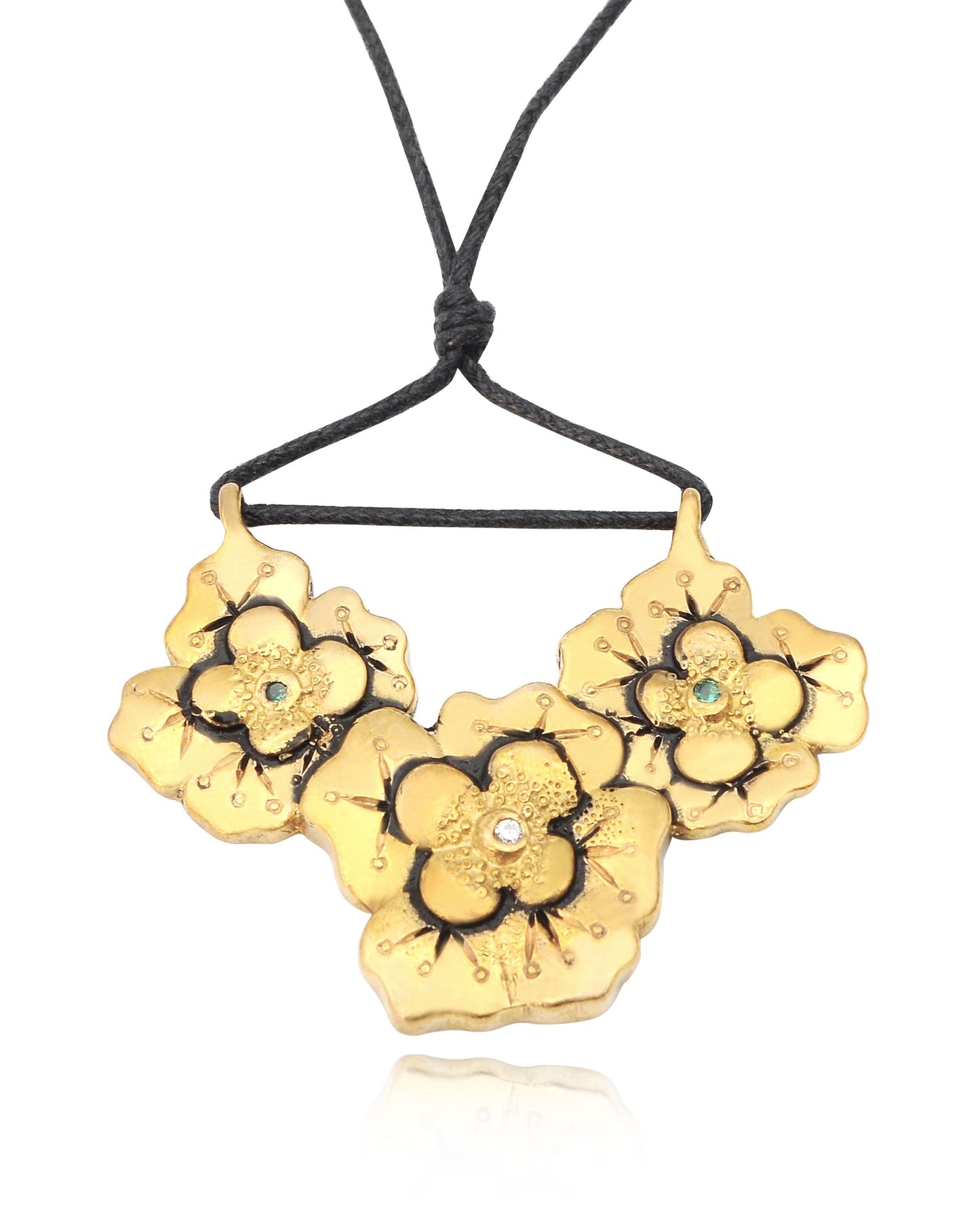 Beautiful Flower Handmade Gold Brass Charm Necklace Pendant Jewelry