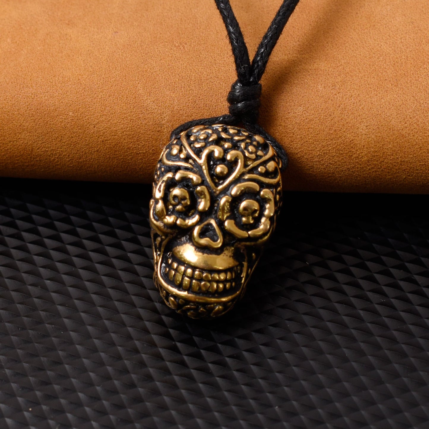 Sugar Skull Handmade Gold Brass Silver Pewter Necklace Pendant Jewelry