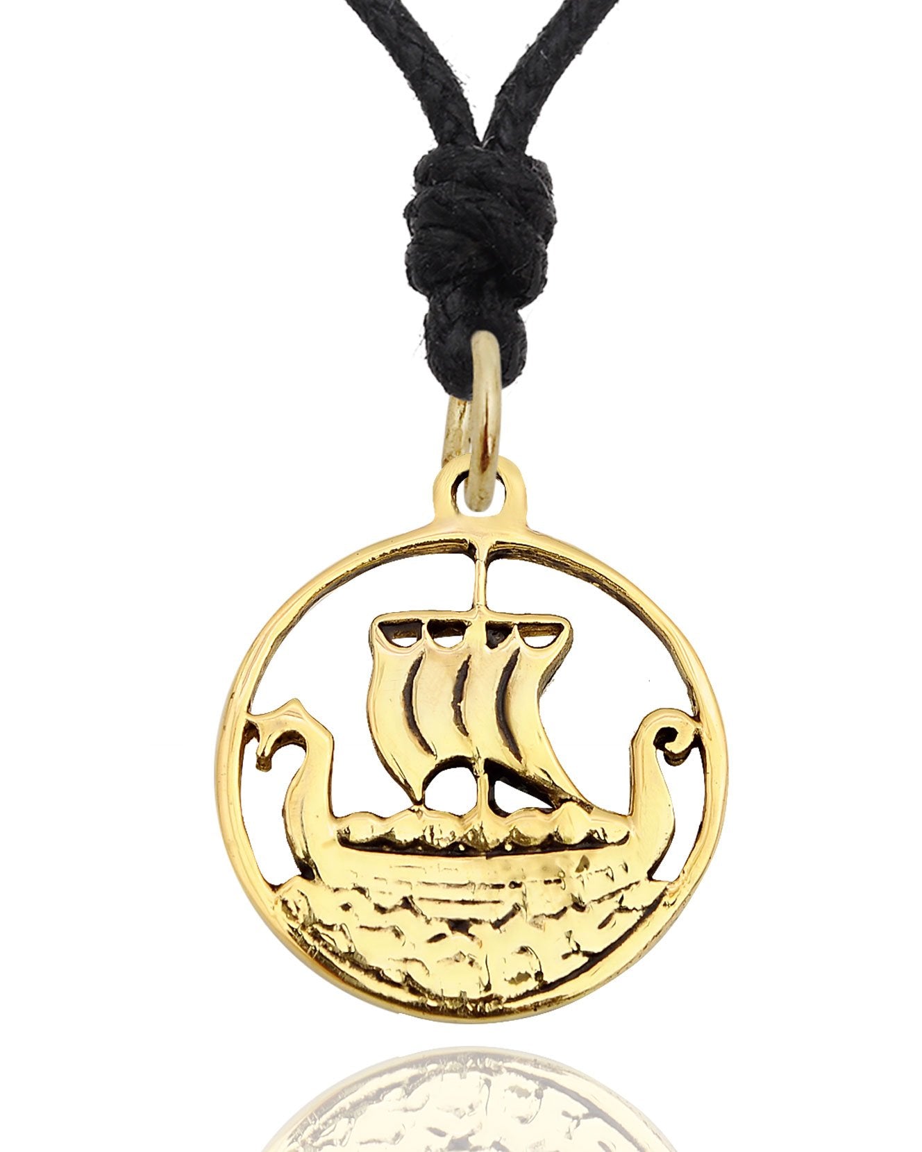 Viking Norway Boat Ship Silver Pewter Gold Brass Necklace Pendant Jewelry