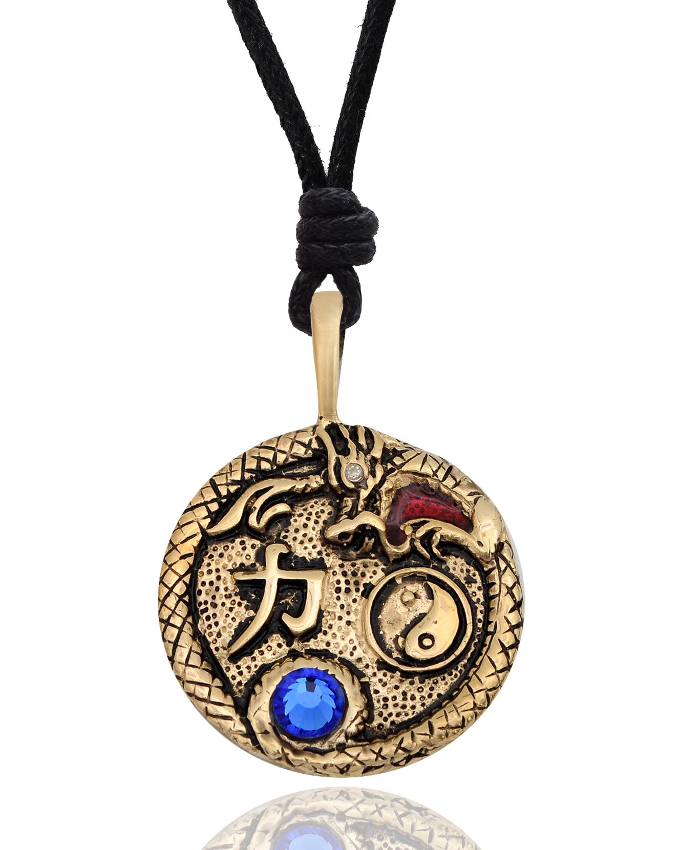 Crystal Dragon Yin Yang Silver Pewter Gold Brass Pewter Necklace Pendant Jewelry