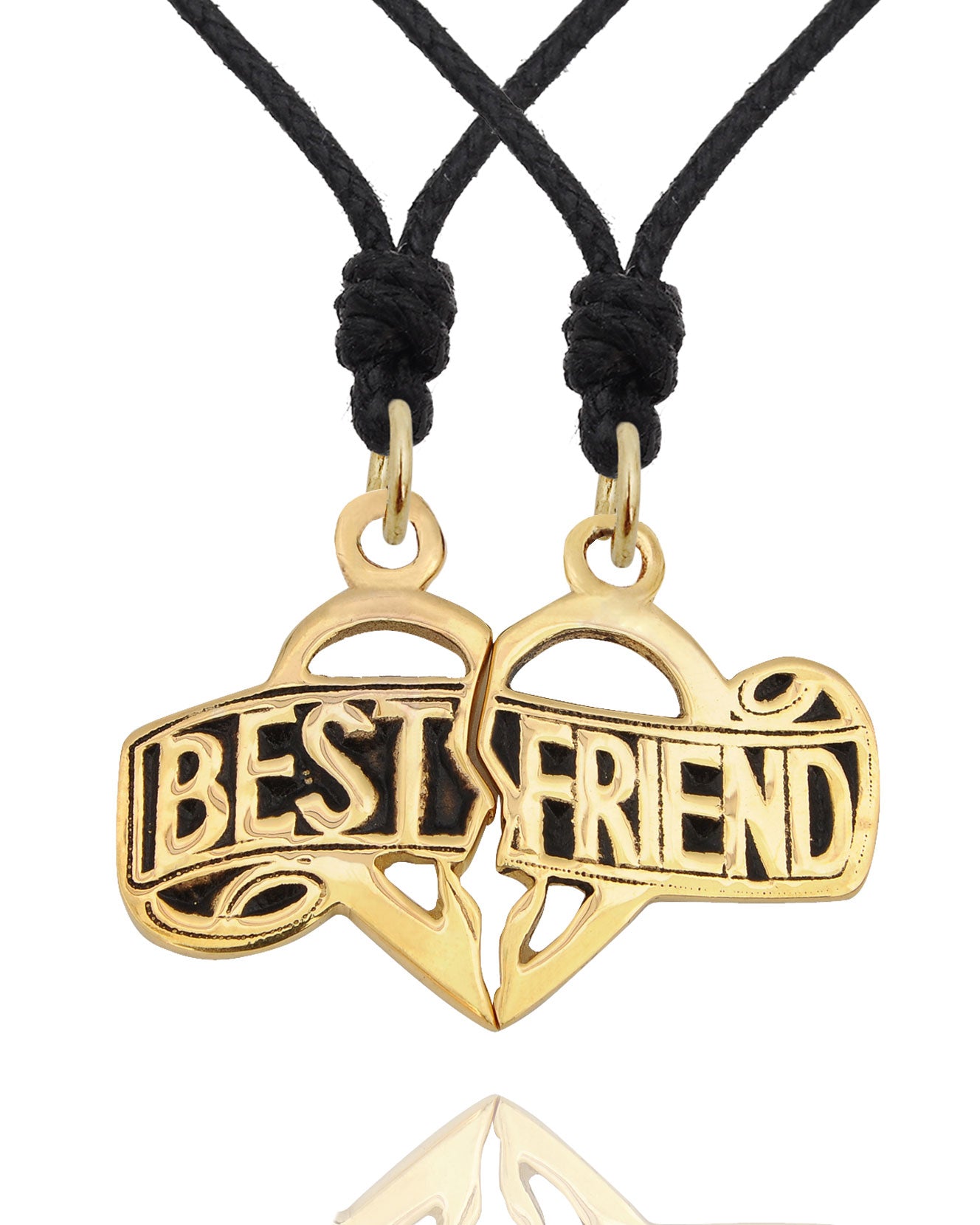 Bestfriend Couple Pendant Silver Pewter Gold Brass Charm Necklace Pendant Jewelr