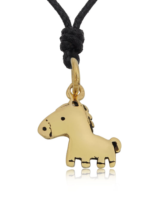 Unique Handmade Horse Handmade Brass Charm Necklace Pendant Jewelry