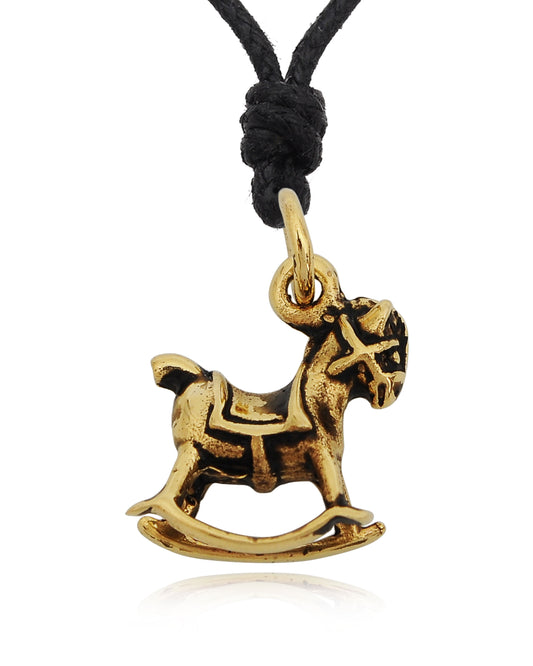 New Rocking Horse Toy Charm 92.5 Sterling Silver Brass Necklace Pendant Jewelry