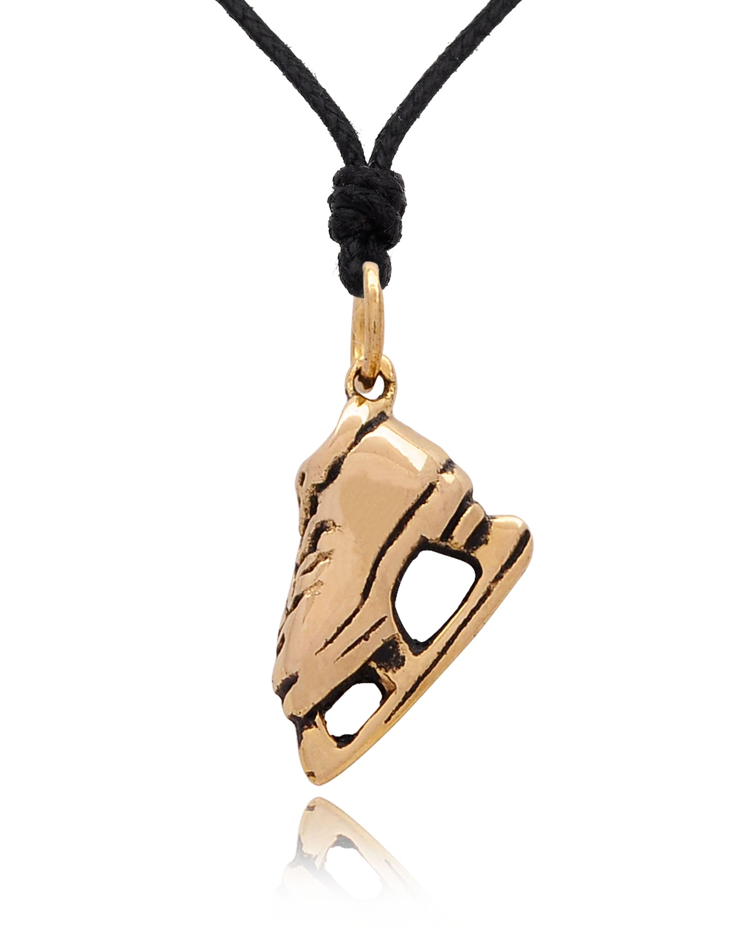 Ice Skating Shoe Gold Brass Charm Necklace Pendant Jewelry