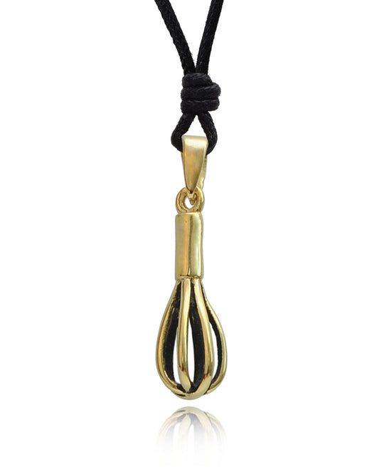 Cute Egg-beater Gold Brass Charm Necklace Pendant Jewelry