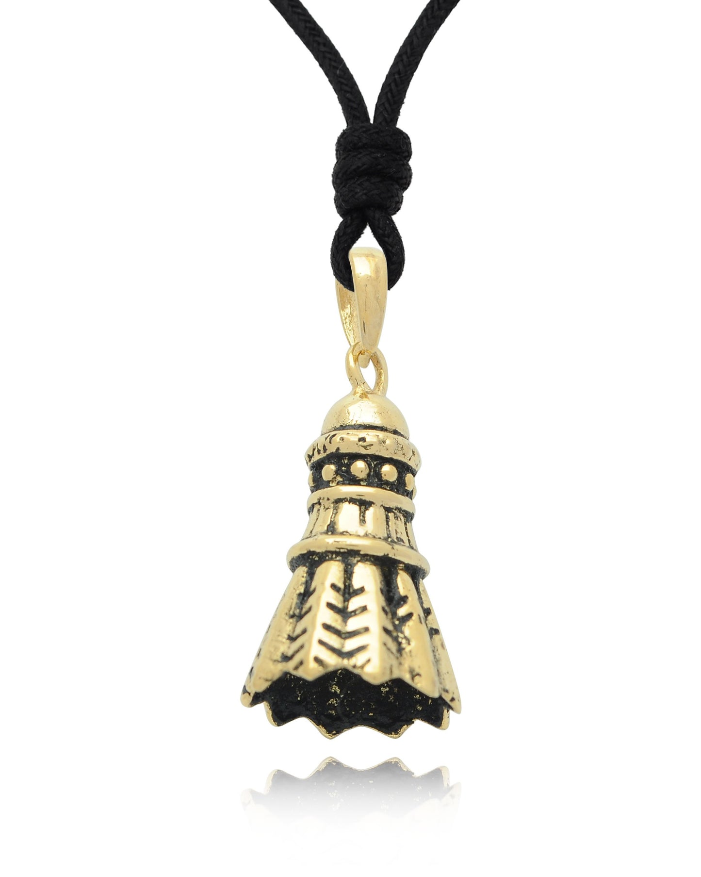 Shuttlecock 92.5 Sterling Silver Gold Brass Charm Necklace Pendant Jewelry