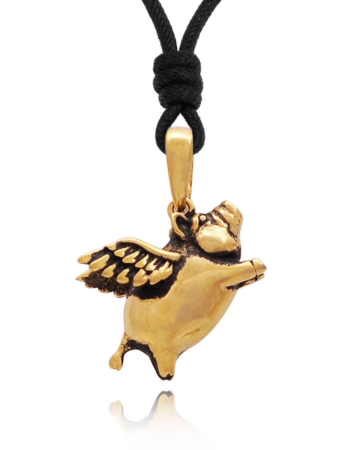 Flying Pig With Hog Wings 92.5 Sterling Silver Gold Brass Charm Necklace Pendant Jewelry