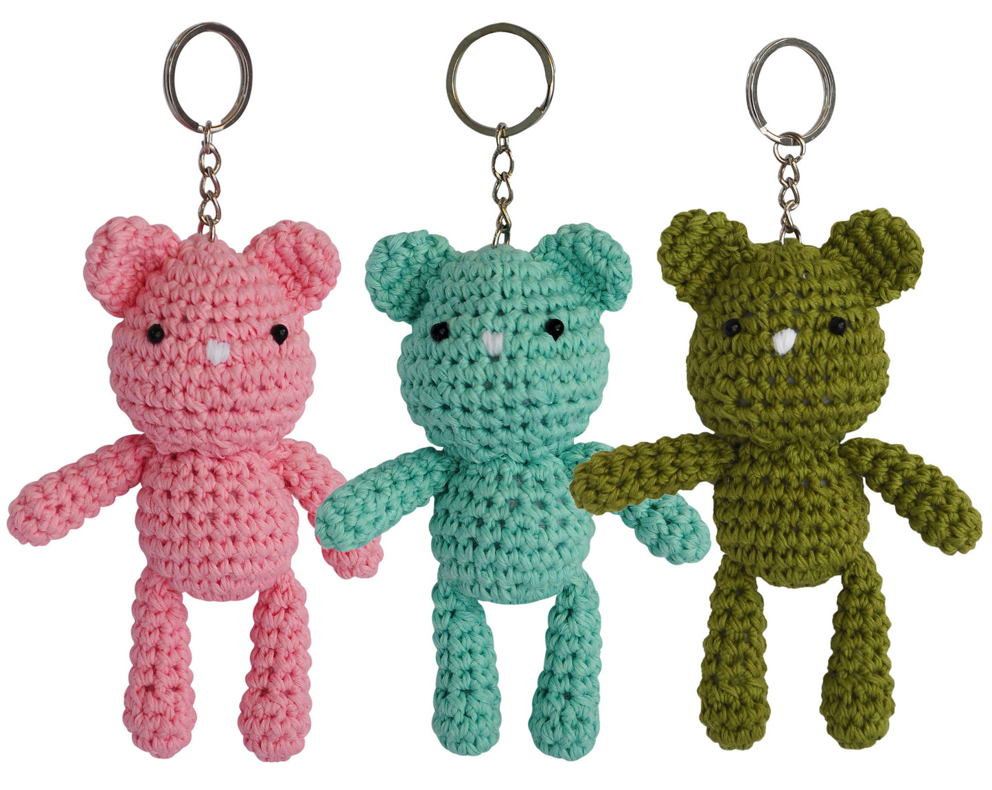 Teddy Bear Handmade Amigurumi Crochet Stuffed Keychains Keyrings VKC