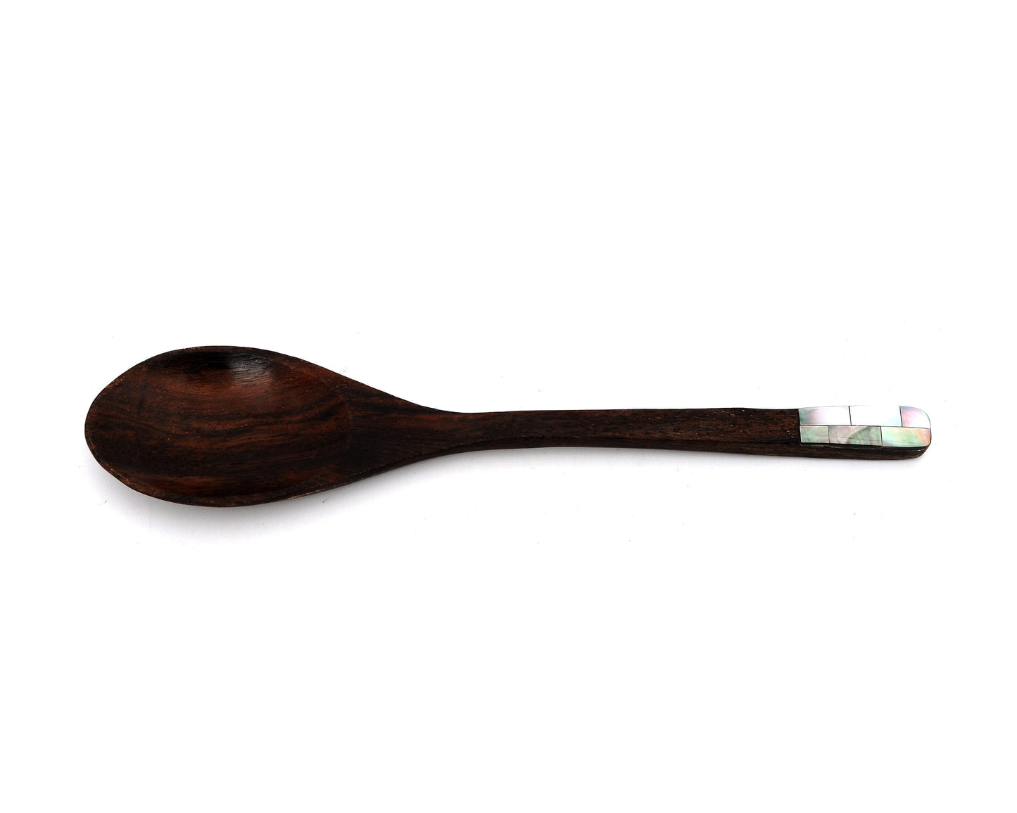 Myanmar Natural Hard Wood Soup Rice Spoon With Mother of Pearl Inlay